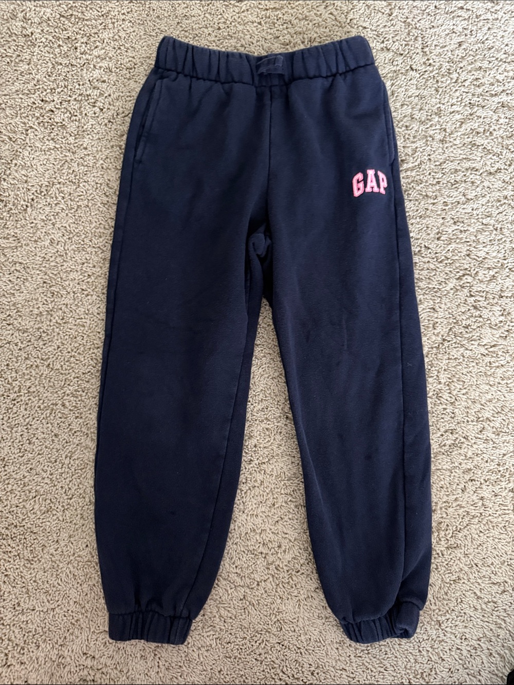 GAP Kids Navy Sweatpants with Pink Logo girls size small